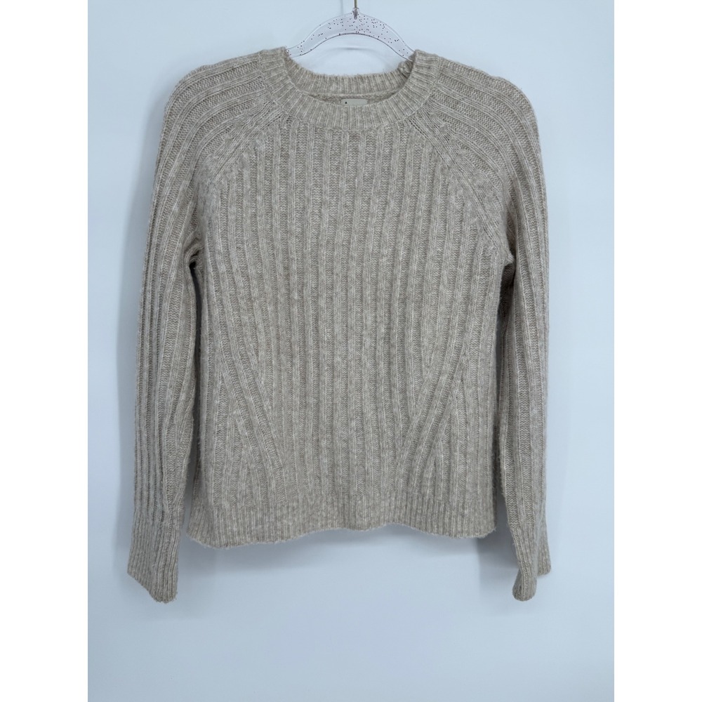 A New Day Womens Oatmeal Heather Ribbed Crew Neck Raglan Sweater Sz S